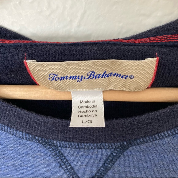 Tommy Bahama Blue Pullover Sweater Colorblock Swordfish Embroidery Size L - Picture 4 of 5